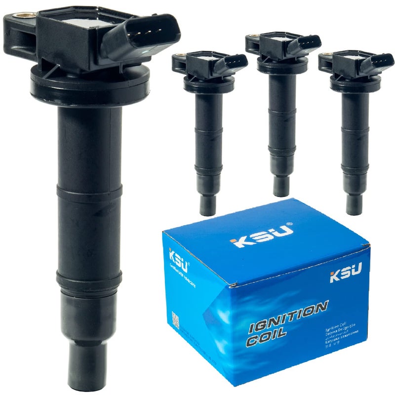 KSU حزمة ملف الإشعال KSU 2.4L متوافقة مع تويوتا كامري هايلاندر RAV4 TC، UF333، 90919-02244، 6731307 (4 حزمة) (ملاحظة: كامري، ماتريكس وكورولا، المصنوعة في اليابان، لا تناسب المصنوعة في الولايات المتحدة)  - Image 1